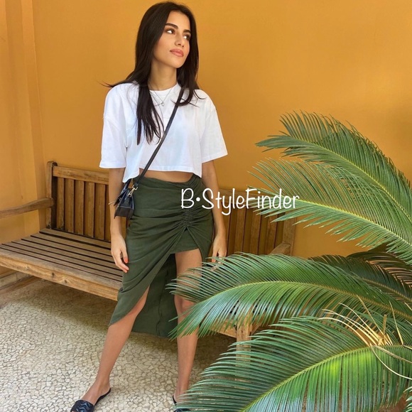 NWT ZARA Blogger’s Fav| Lined Blend Skirt With Ruching - Picture 9 of 16